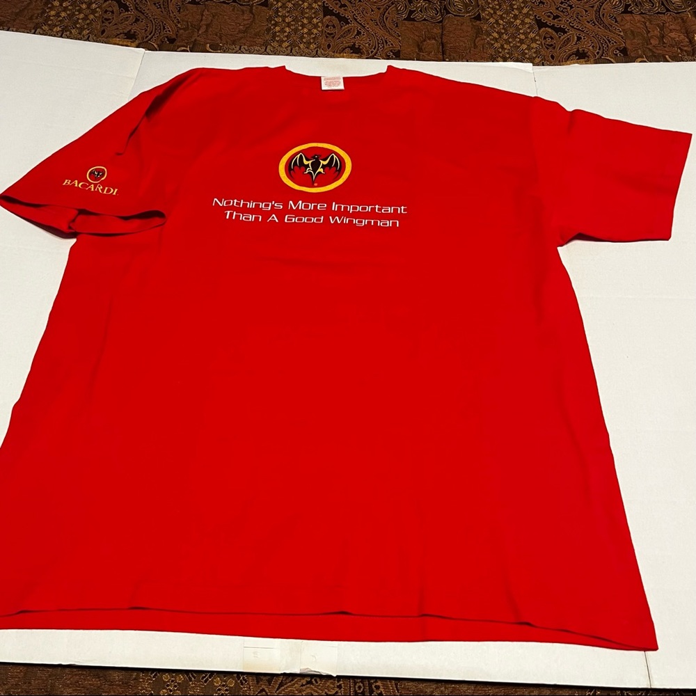 Bacardi‎ Nothing's More Important Than A Good Wingman Mens XL Red Shirt Rum